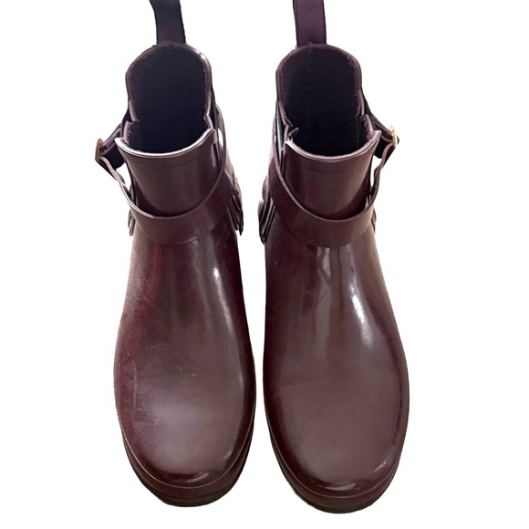 Hunter Shoes - Hunter Women's Deep Burgundy Chelsea Rain Booties with Buckle